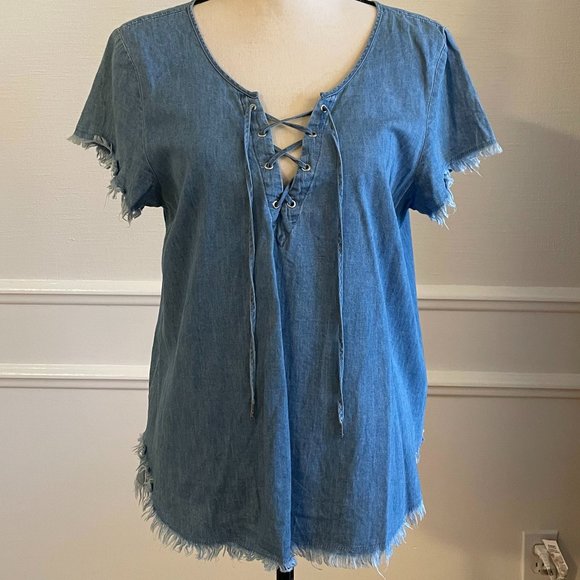 Derek Heart lace-up soft cotton top - Picture 1 of 6